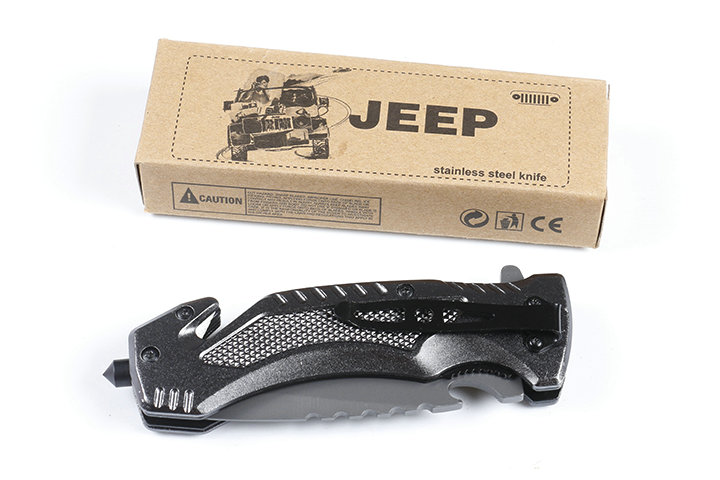 JEEP DA169 fast opening folding knife with bottle opener and glass breaker UD405447 